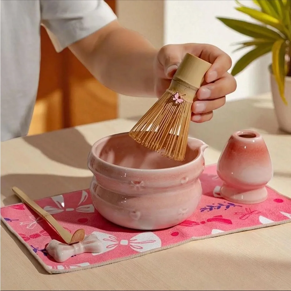 Blush Pink Ceramic Matcha Tea Set • Japanese Style Kit